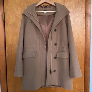 J Crew Factory Wool Elements Hooded Coat - Camel